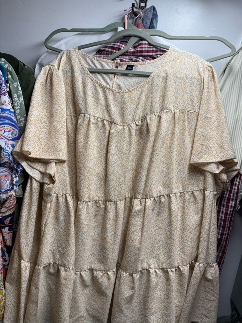 Tiered Floral Babydoll top in Soft Cream